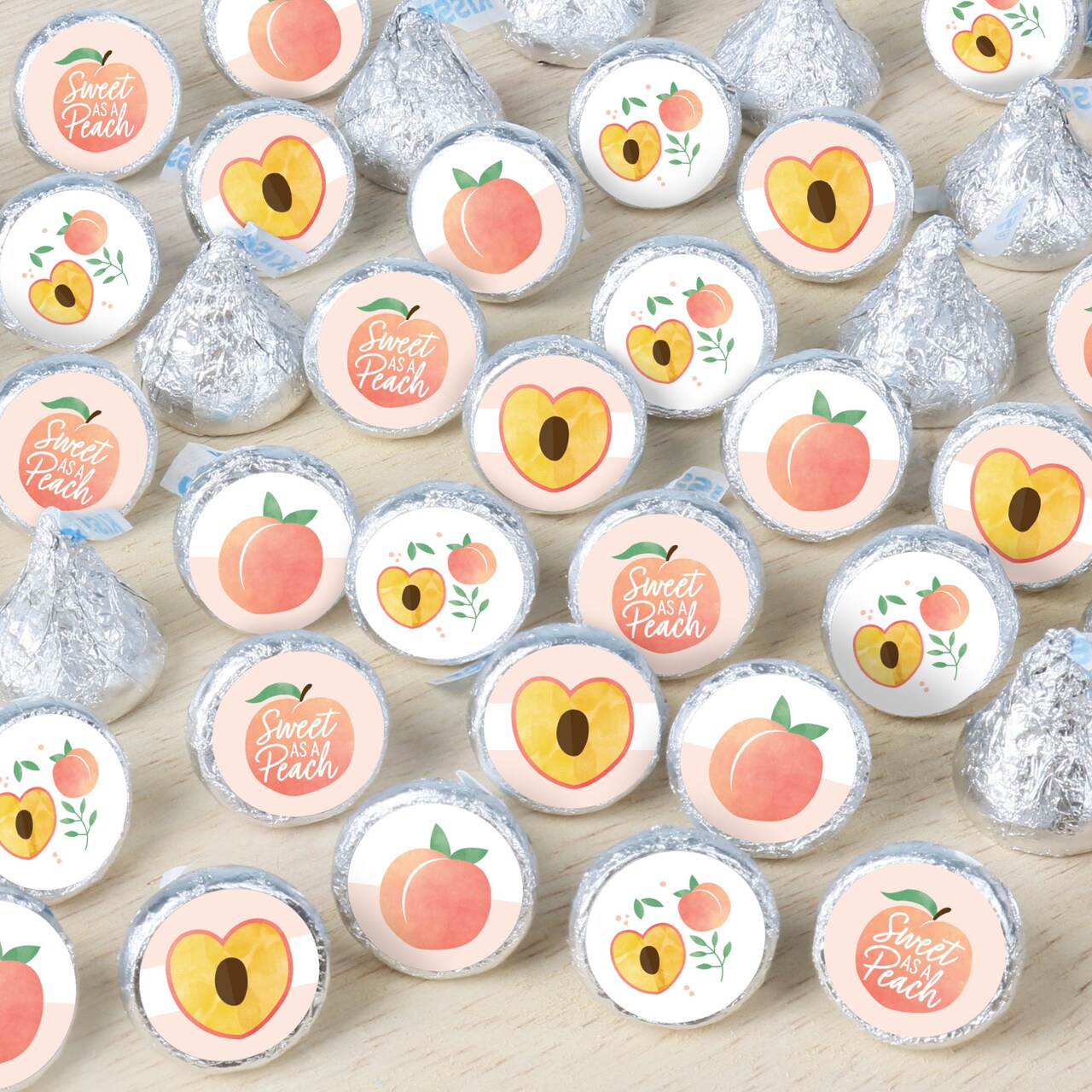 Big Dot of Happiness Sweet as a Peach - Fruit Themed Baby Shower or Birthday Party Small Round Candy Stickers - Party Favor Labels - 324 Count